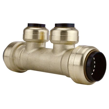 Tectite By Apollo 3/4 in. x 3/4 in. Brass Push-To-Connect Inlets with 2-Port Open Manifold 1/2 in. Outlets FSBM2PTO